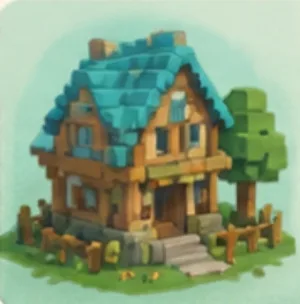 Blockhaus im Voxel-Stil